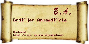 Brájer Annamária névjegykártya