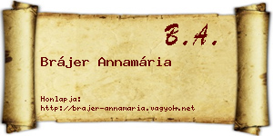 Brájer Annamária névjegykártya
